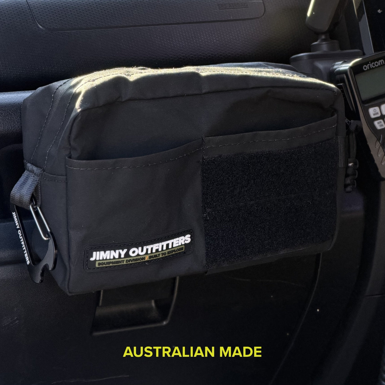 Jimny JB74/JC74XL dash bag mounted to grab handle bar