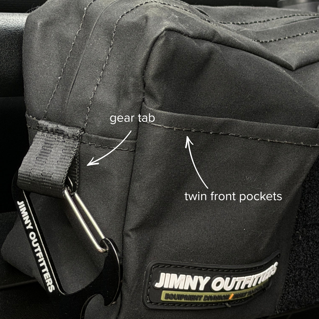 Jimny JB74/JC74XL dash bag mounted to grab handle bar